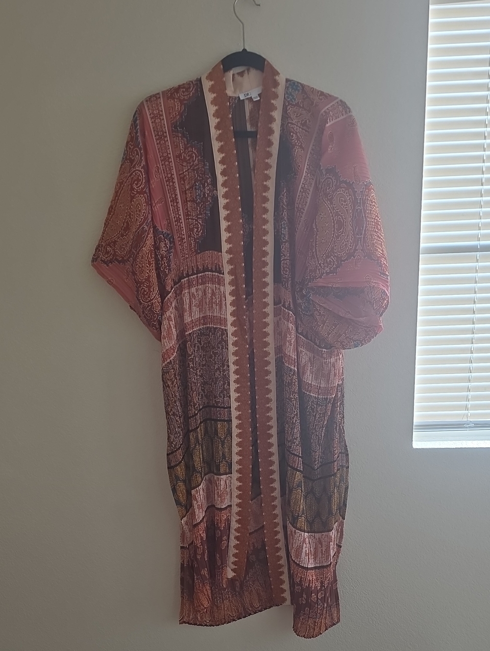 DR2 Rust Paisley Open-Front Kimono Jacket
